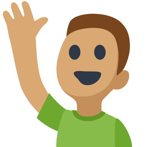 Man Raising Hand: Medium Skin Tone, the design in this release