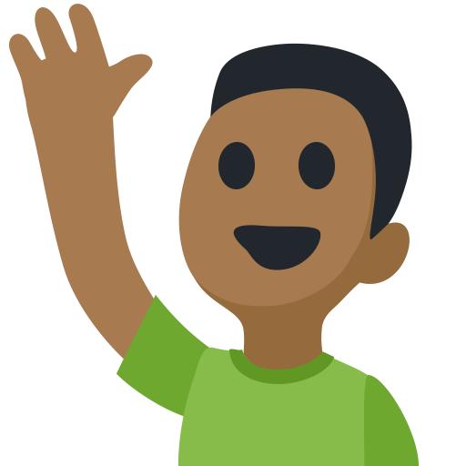 Man Raising Hand: Medium-Dark Skin Tone, the design in this release