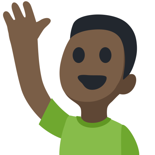 Man Raising Hand: Dark Skin Tone, the design in this release