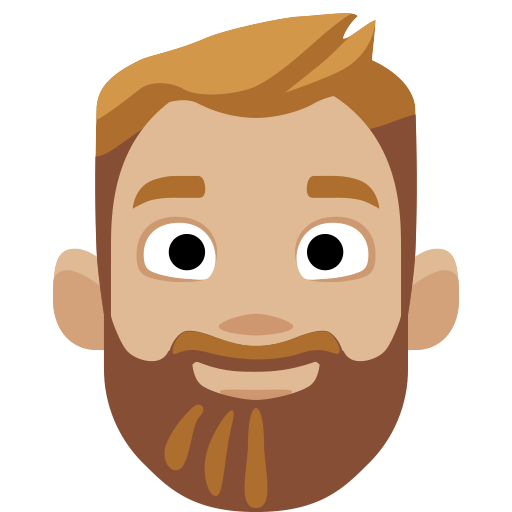 Person: Medium-Light Skin Tone, Beard, the design in this release