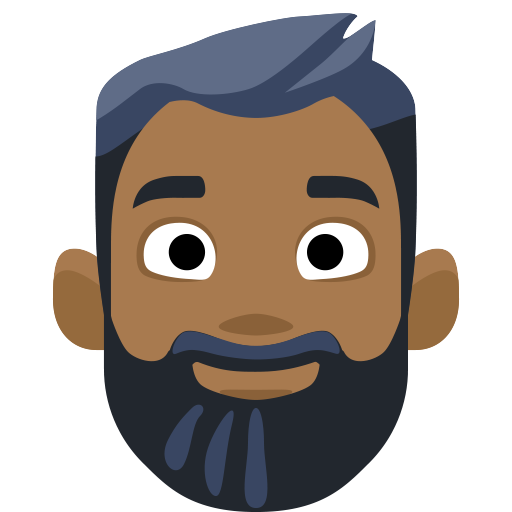 Person: Medium-Dark Skin Tone, Beard, the design in this release