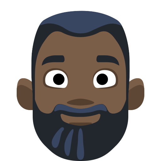 Person: Dark Skin Tone, Beard, the design in this release