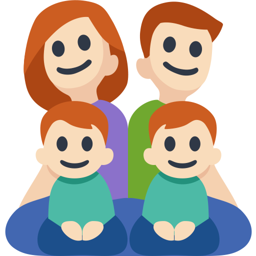 Family - Man: Light Skin Tone, Woman: Light Skin Tone, Boy: Light Skin Tone, Boy: Light Skin Tone, the design in this release