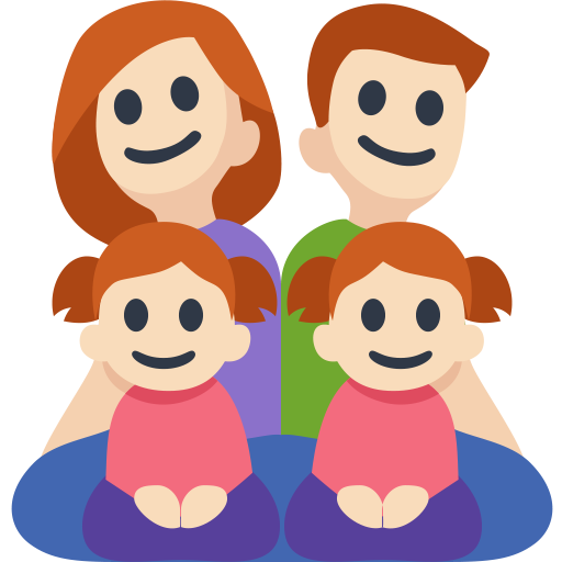 Family - Man: Light Skin Tone, Woman: Light Skin Tone, Girl: Light Skin Tone, Girl: Light Skin Tone, the design in this release