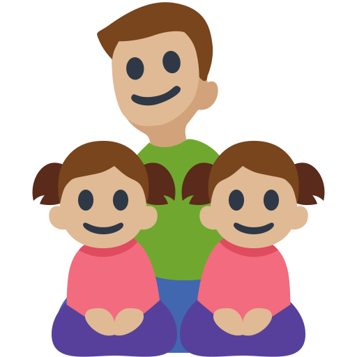 Family - Man: Medium-Light Skin Tone, Girl: Medium-Light Skin Tone, Girl: Medium-Light Skin Tone, the design in this release