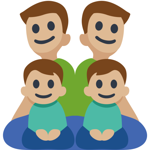 Family - Man: Medium-Light Skin Tone, Man: Medium-Light Skin Tone, Boy: Medium-Light Skin Tone, Boy: Medium-Light Skin Tone, the design in this release