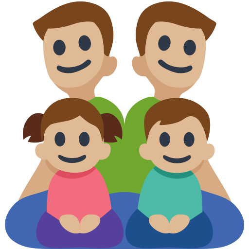 Family - Man: Medium-Light Skin Tone, Man: Medium-Light Skin Tone, Girl: Medium-Light Skin Tone, Boy: Medium-Light Skin Tone, the design in this release