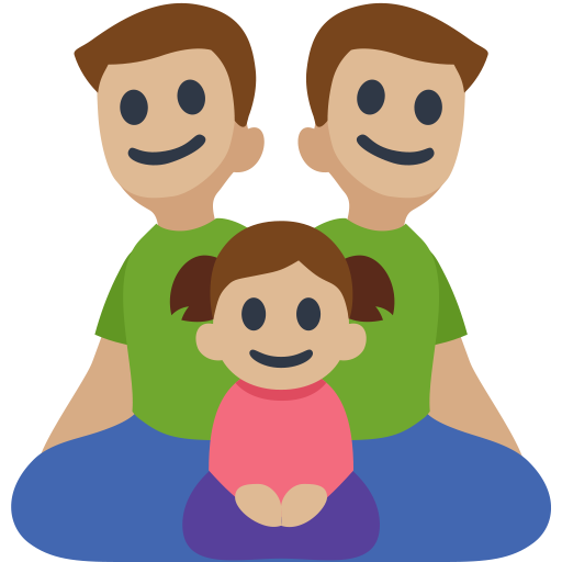 Family - Man: Medium-Light Skin Tone, Man: Medium-Light Skin Tone, Girl: Medium-Light Skin Tone, the design in this release