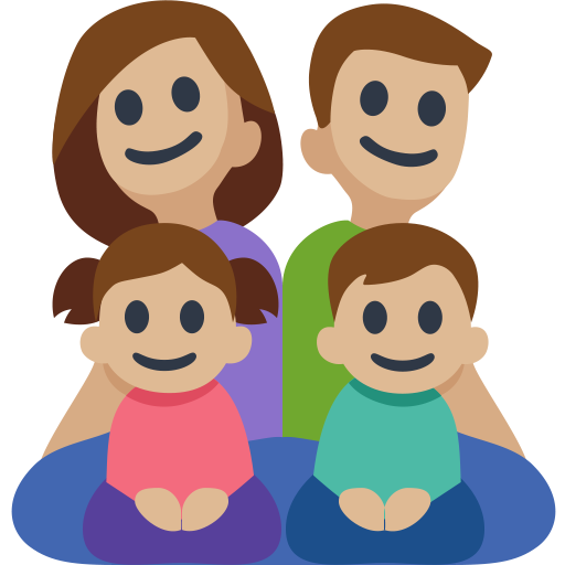 Family - Man: Medium-Light Skin Tone, Woman: Medium-Light Skin Tone, Girl: Medium-Light Skin Tone, Boy: Medium-Light Skin Tone, the design in this release