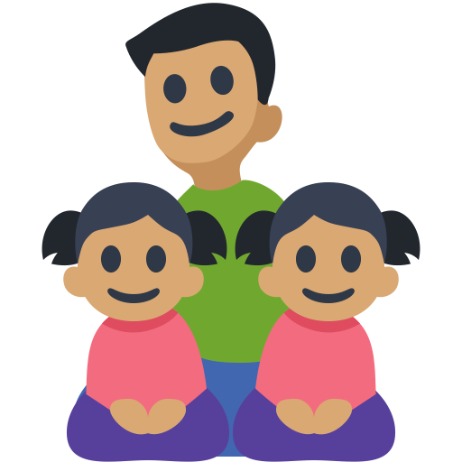Family - Man: Medium Skin Tone, Girl: Medium Skin Tone, Girl: Medium Skin Tone, the design in this release