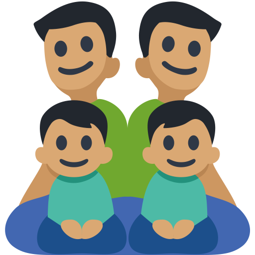 Family - Man: Medium Skin Tone, Man: Medium Skin Tone, Boy: Medium Skin Tone, Boy: Medium Skin Tone, the design in this release
