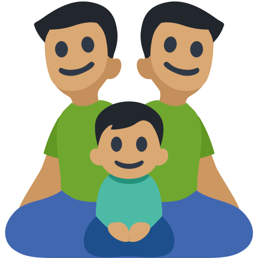 Family - Man: Medium Skin Tone, Man: Medium Skin Tone, Boy: Medium Skin Tone, the design in this release