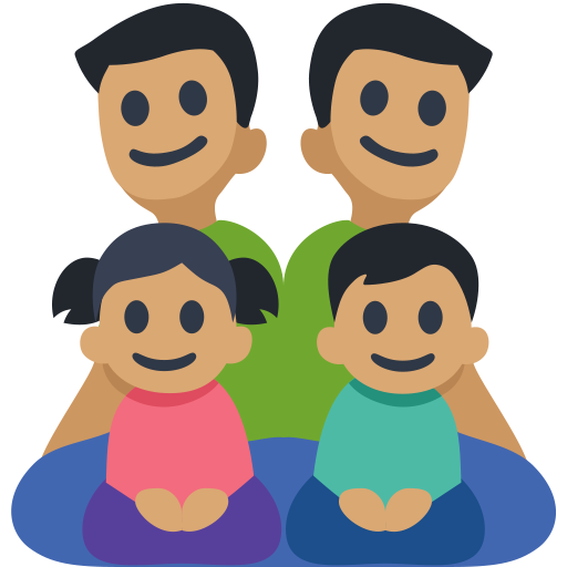 Family - Man: Medium Skin Tone, Man: Medium Skin Tone, Girl: Medium Skin Tone, Boy: Medium Skin Tone, the design in this release