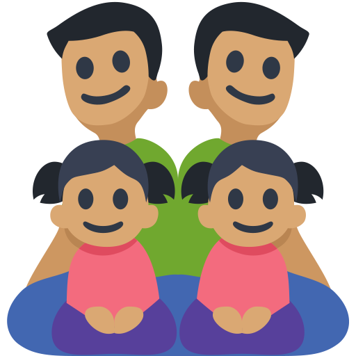 Family - Man: Medium Skin Tone, Man: Medium Skin Tone, Girl: Medium Skin Tone, Girl: Medium Skin Tone, the design in this release