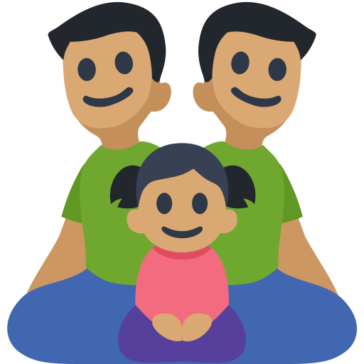Family - Man: Medium Skin Tone, Man: Medium Skin Tone, Girl: Medium Skin Tone, the design in this release