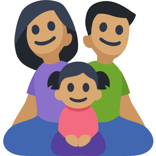 Family - Man: Medium Skin Tone, Woman: Medium Skin Tone, Girl: Medium Skin Tone, the design in this release