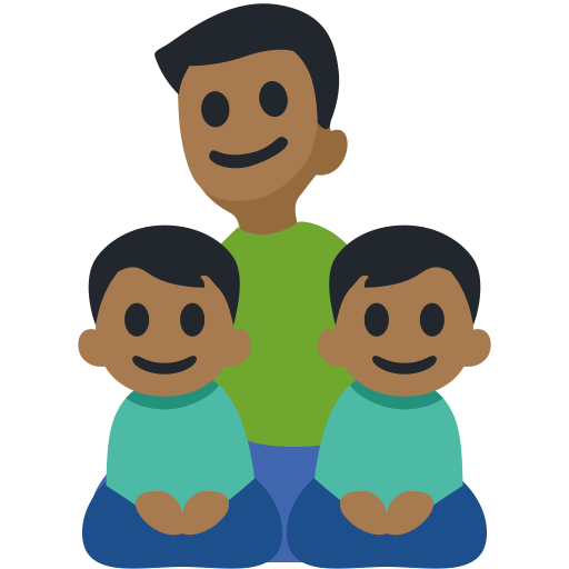 Family - Man: Medium-Dark Skin Tone, Boy: Medium-Dark Skin Tone, Boy: Medium-Dark Skin Tone, the design in this release