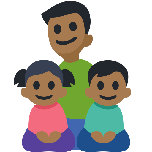 Family - Man: Medium-Dark Skin Tone, Girl: Medium-Dark Skin Tone, Boy: Medium-Dark Skin Tone, the design in this release