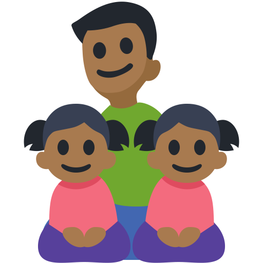 Family - Man: Medium-Dark Skin Tone, Girl: Medium-Dark Skin Tone, Girl: Medium-Dark Skin Tone, the design in this release