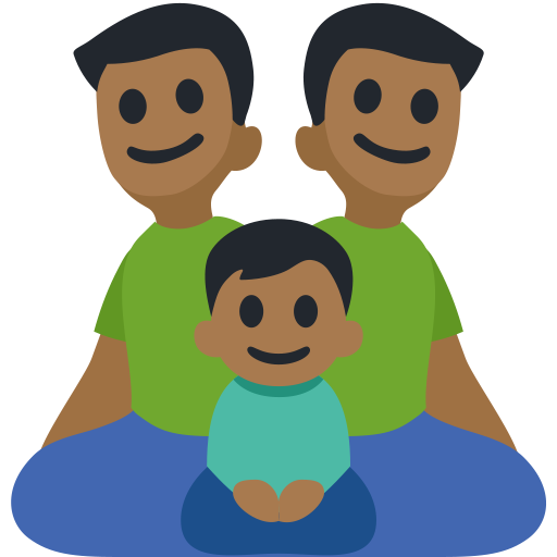 Family - Man: Medium-Dark Skin Tone, Man: Medium-Dark Skin Tone, Boy: Medium-Dark Skin Tone, the design in this release