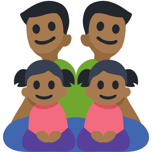 Family - Man: Medium-Dark Skin Tone, Man: Medium-Dark Skin Tone, Girl: Medium-Dark Skin Tone, Girl: Medium-Dark Skin Tone, the design in this release