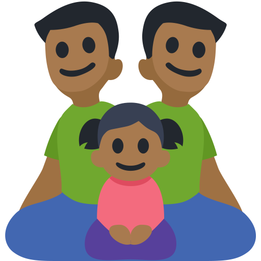 Family - Man: Medium-Dark Skin Tone, Man: Medium-Dark Skin Tone, Girl: Medium-Dark Skin Tone, the design in this release
