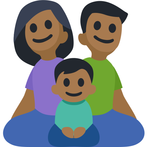 Family - Man: Medium-Dark Skin Tone, Woman: Medium-Dark Skin Tone, Boy: Medium-Dark Skin Tone, the design in this release