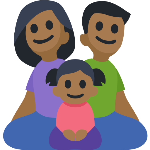 Family - Man: Medium-Dark Skin Tone, Woman: Medium-Dark Skin Tone, Girl: Medium-Dark Skin Tone, the design in this release