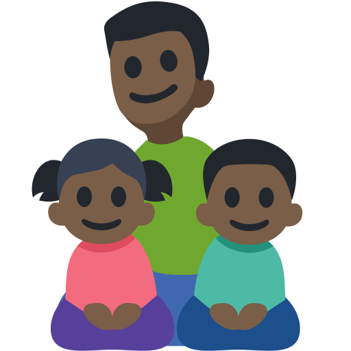 Family - Man: Dark Skin Tone, Girl: Dark Skin Tone, Boy: Dark Skin Tone, the design in this release