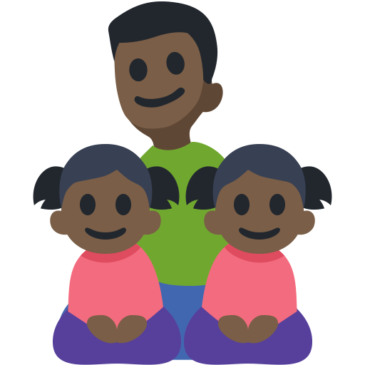 Family - Man: Dark Skin Tone, Girl: Dark Skin Tone, Girl: Dark Skin Tone, the design in this release
