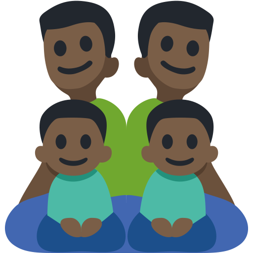 Family - Man: Dark Skin Tone, Man: Dark Skin Tone, Boy: Dark Skin Tone, Boy: Dark Skin Tone, the design in this release