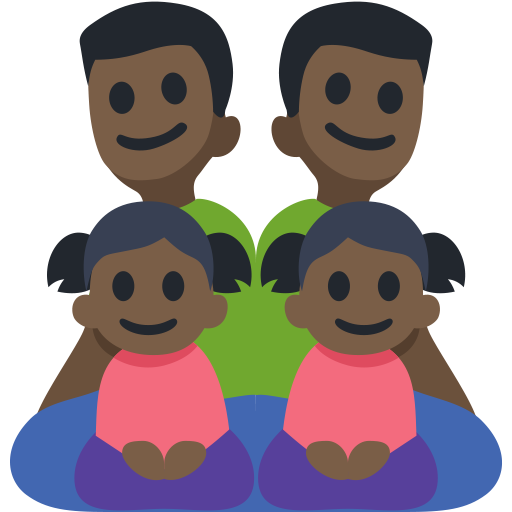 Family - Man: Dark Skin Tone, Man: Dark Skin Tone, Girl: Dark Skin Tone, Girl: Dark Skin Tone, the design in this release