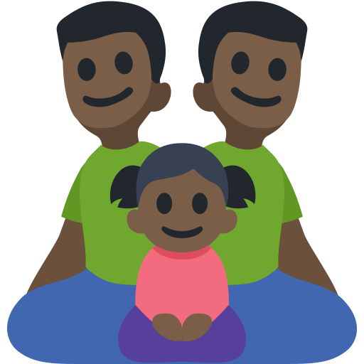 Family - Man: Dark Skin Tone, Man: Dark Skin Tone, Girl: Dark Skin Tone, the design in this release
