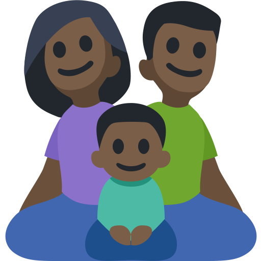 Family - Man: Dark Skin Tone, Woman: Dark Skin Tone, Boy: Dark Skin Tone, the design in this release
