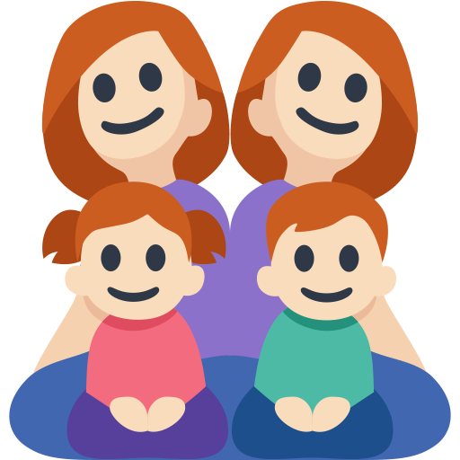 Family - Woman: Light Skin Tone, Woman: Light Skin Tone, Girl: Light Skin Tone, Boy: Light Skin Tone, the design in this release