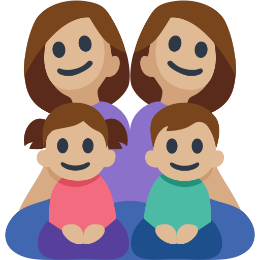 Family - Woman: Medium-Light Skin Tone, Woman: Medium-Light Skin Tone, Girl: Medium-Light Skin Tone, Boy: Medium-Light Skin Tone, the design in this release