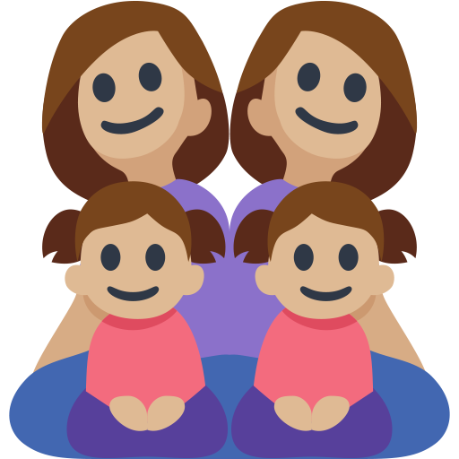 Family - Woman: Medium-Light Skin Tone, Woman: Medium-Light Skin Tone, Girl: Medium-Light Skin Tone, Girl: Medium-Light Skin Tone, the design in this release