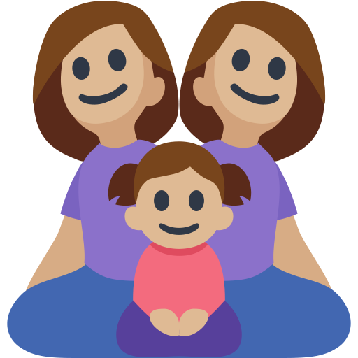 Family - Woman: Medium-Light Skin Tone, Woman: Medium-Light Skin Tone, Girl: Medium-Light Skin Tone, the design in this release