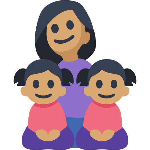 Family - Woman: Medium Skin Tone, Girl: Medium Skin Tone, Girl: Medium Skin Tone, the design in this release