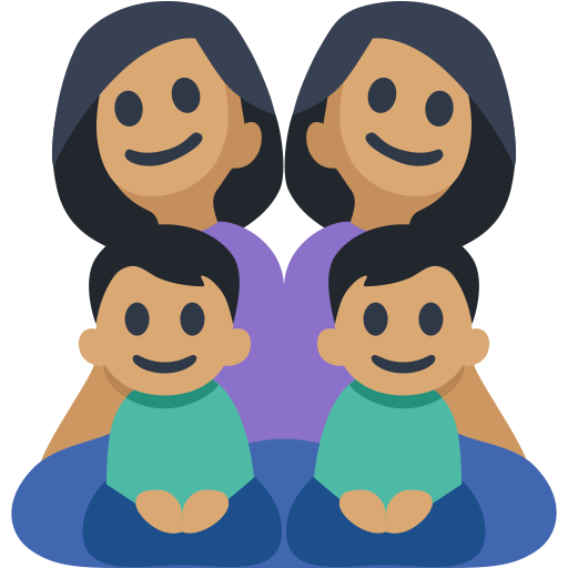 Family - Woman: Medium Skin Tone, Woman: Medium Skin Tone, Boy: Medium Skin Tone, Boy: Medium Skin Tone, the design in this release