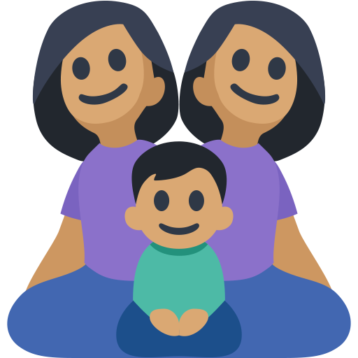 Family - Woman: Medium Skin Tone, Woman: Medium Skin Tone, Boy: Medium Skin Tone, the design in this release