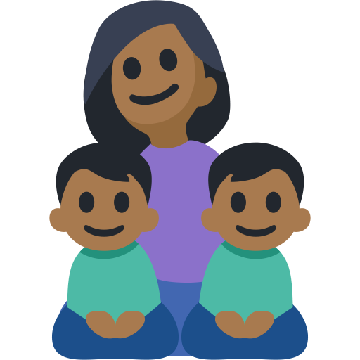 Family - Woman: Medium-Dark Skin Tone, Boy: Medium-Dark Skin Tone, Boy: Medium-Dark Skin Tone, the design in this release
