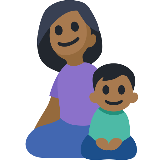 Family - Woman: Medium-Dark Skin Tone, Boy: Medium-Dark Skin Tone, the design in this release