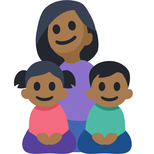 Family - Woman: Medium-Dark Skin Tone, Girl: Medium-Dark Skin Tone, Boy: Medium-Dark Skin Tone, the design in this release