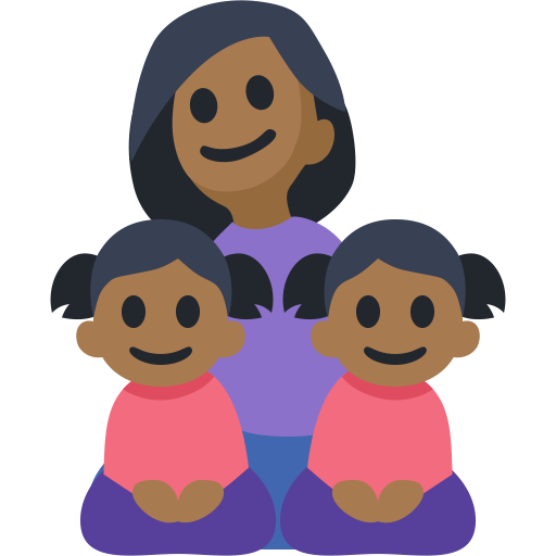 Family - Woman: Medium-Dark Skin Tone, Girl: Medium-Dark Skin Tone, Girl: Medium-Dark Skin Tone, the design in this release