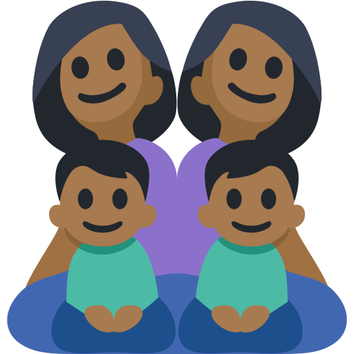 Family - Woman: Medium-Dark Skin Tone, Woman: Medium-Dark Skin Tone, Boy: Medium-Dark Skin Tone, Boy: Medium-Dark Skin Tone, the design in this release