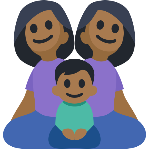 Family - Woman: Medium-Dark Skin Tone, Woman: Medium-Dark Skin Tone, Boy: Medium-Dark Skin Tone, the design in this release