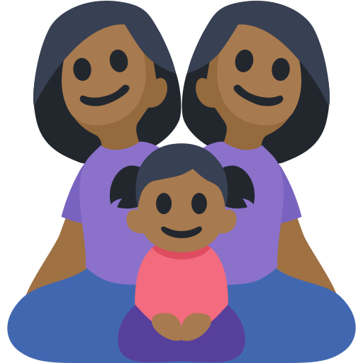 Family - Woman: Medium-Dark Skin Tone, Woman: Medium-Dark Skin Tone, Girl: Medium-Dark Skin Tone, the design in this release