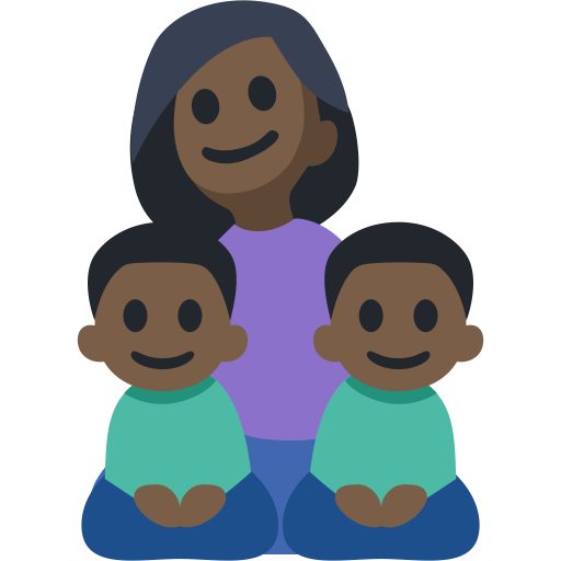 Family - Woman: Dark Skin Tone, Boy: Dark Skin Tone, Boy: Dark Skin Tone, the design in this release