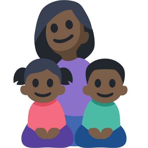 Family - Woman: Dark Skin Tone, Girl: Dark Skin Tone, Boy: Dark Skin Tone, the design in this release